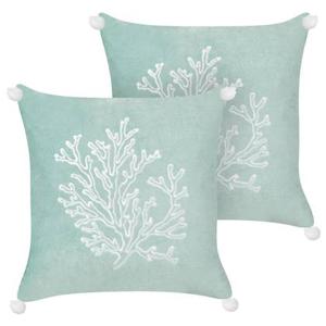 Beliani-NORI-Sierkussen set van 2-Mintgroen-45 x 45 cm-Fluweel