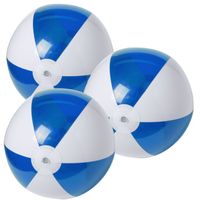 6x stuks opblaasbare strandballen plastic blauw/wit 28 cm