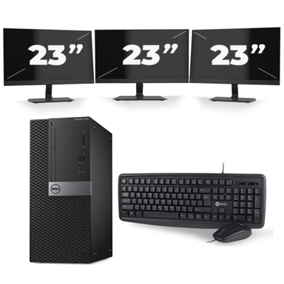 Dell Optiplex 7050 Tower - Intel Core i5-6e Generatie - 8GB RAM - 256GB SSD - Windows 11 + 3x 23 inch Monitor