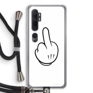Middle finger white: Xiaomi Mi Note 10 Transparant Hoesje met koord