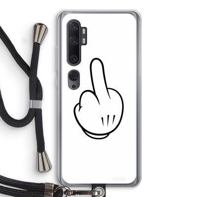 Middle finger white: Xiaomi Mi Note 10 Transparant Hoesje met koord