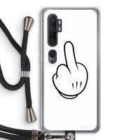 Middle finger white: Xiaomi Mi Note 10 Transparant Hoesje met koord