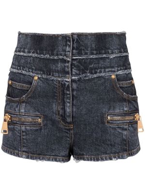 Balmain short en jean à poches multiples - Bleu