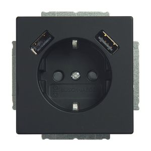 BJ stopcontact met USB 2-voudig lader Future Lineair mat zwart