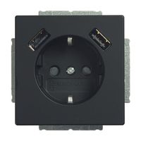 BJ stopcontact met USB 2-voudig lader Future Lineair mat zwart