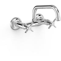 Keukenkraan Tres Clasic | Wandmontage | 360° Draaibaar | Mengkraan | 2-knops | Vintage | Chroom