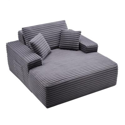 VEVOR Chaise Lounge Relaxbed 124 cm, Gestoffeerde slaapbank met decoratieve kussens en armleuningen, Slaapbank met diepe zitting voor woonkamer/slaapkamer, Loungestoel gemaakt van zeer elastische spons