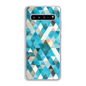 Gekleurde driehoekjes blauw: Samsung Galaxy S10 5G Transparant Hoesje