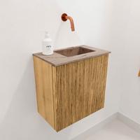 Toiletmeubel Mondiaz Joya Dlux | 40 cm | Meubelkleur Oak | Faye wastafel Arena Wasbak Rechts | Zonder kraangat(en)