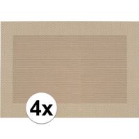 4x Placemats beige/bruin geweven/gevlochten met rand 45 x 30 cm - thumbnail