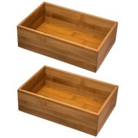 Set van 2x stuks bestekbakken/keuken organizers 1-vaks Tidy Smart bamboe 23 x 15 x 7 cm