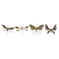 Wanddecoratie Home ESPRIT Gouden Vlinder 36 x 3 x 26 cm (4 Stuks)