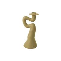 present time - Candleholder Organic Swirl large polyresin latte brown - thumbnail