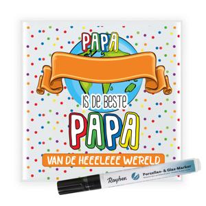 Cadeau tegel voor papa - de beste papa - invul tegel - stippen - keramiek - 15 cm
