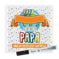 Cadeau tegel voor papa - de beste papa - invul tegel - stippen - keramiek - 15 cm