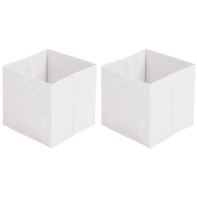Opbergmand/kastmand Square Box - 4x - karton/kunststof - 29 liter - wit - 31 x 31 cm