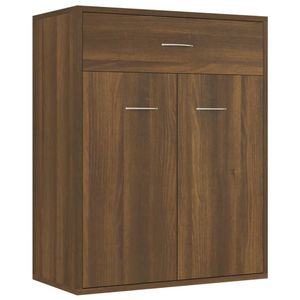 The Living Store Dressoir Bruineiken 60x30x75 cm - Bewerkt Hout - Met 2 deuren en 1 lade