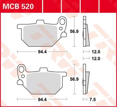 TRW Remblokken, en remschoenen voor de moto, MCB520 Allround organisch