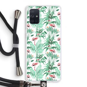 Flamingo bladeren: Samsung Galaxy A71 Transparant Hoesje met koord
