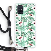 Flamingo bladeren: Samsung Galaxy A71 Transparant Hoesje met koord