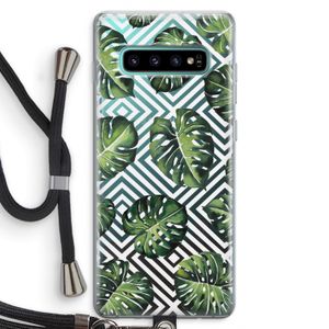 Geometrische jungle: Samsung Galaxy S10 Plus Transparant Hoesje met koord
