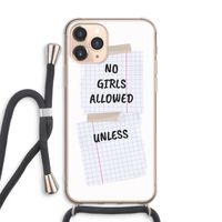 No Girls Allowed Unless: iPhone 11 Pro Max Transparant Hoesje met koord