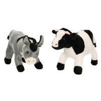 Cornelissen Pluche knuffel boerderijdieren set - Koe en Ezel - 20 cm - Zachte kinder knuffels