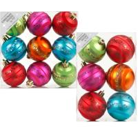 Inge-glas Happy X-mas kerstballen - 15x - gekleurd - 6 en 8 cm - kunststof - mix maten