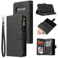 Voor Galaxy S10 multifunctionele retro Frosted horizontale Flip lederen draagtas met kaartsleuf & houder & rits portemonnee & foto frame & Lanyard (zw