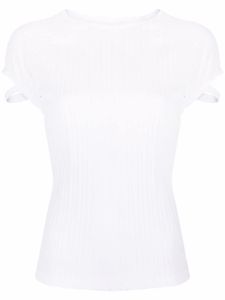 Helmut Lang t-shirt nervuré à découpes - Blanc