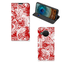 Mobiel BookCase Nokia X20 | X10 Angel Skull Rood - thumbnail