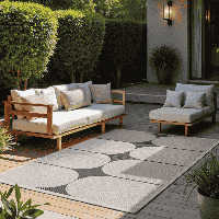 Dubbelzijdig Buitenkleed Bowen Zwart Wit 200x290 Cm Laagpolig NORTHRUGS - Dekbed-Discounter.nl