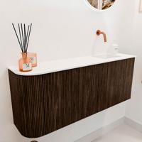 Toiletmeubel Mondiaz Joya | 101.6 cm | Meubelkleur Walnut | Faye wastafel Talc Rechts | Zonder kraangat(en)
