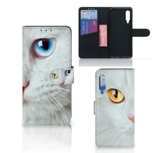 Xiaomi Mi 9 Telefoonhoesje met Pasjes Witte Kat