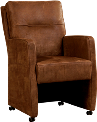 Bruine leren landelijke eetkamerfauteuil Sharp - Kenia Leer Brown (bruin leer)