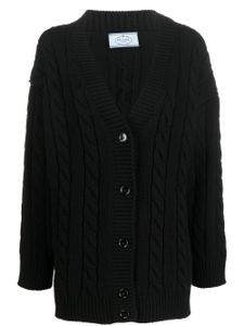 Prada cardigan en maille torsadée à col v - Noir