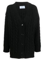 Prada cardigan en maille torsadée à col v - Noir