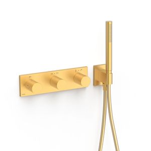Douchekraan Tres B-System | Inbouw | Thermostaatkraan | Excl.Inbouwdeel | 4-weg | Rechthoek | 24k Goud mat
