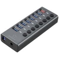 Renkforce RF-HUB-380 USB 3.2 Gen 2-hub 8 poorten Individueel schakelbaar, Met status-LEDs, Met aluminium behuizing Zilver-zwart