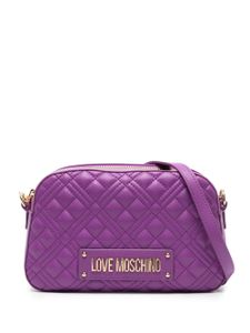 Love Moschino sac à bandoulière matelassé à plaque logo - Violet