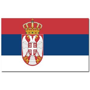 Vlag Servie - met wapen - 90 x 150 cm - polyester - landenvlag - feestartikelen