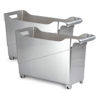 Plasticforte Trolley - Set van 6x stuks - zilverkleurig - L45 x B17 x H29cm - opberger op wieltjes