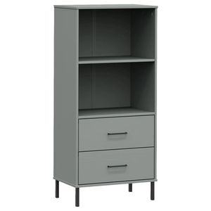 vidaXL Boekenkast met 2 lades OSLO 60x35x128,5 cm massief hout grijs