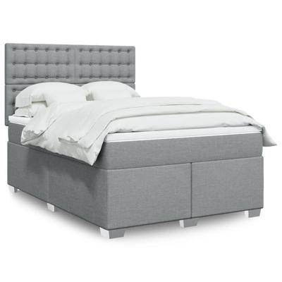 Boxspring met matras stof lichtgrijs 140x190 cm
