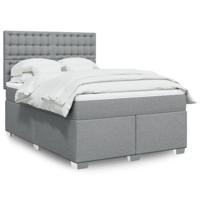 Boxspring met matras stof lichtgrijs 140x190 cm