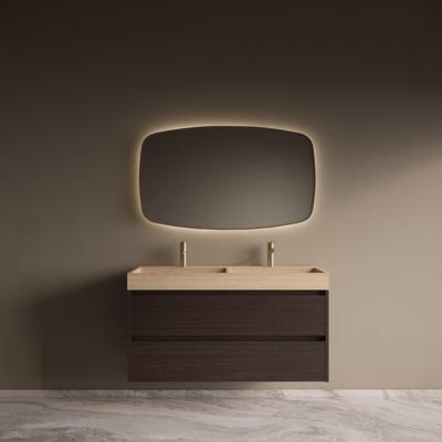 Badmeubelset Riga Travertin met Wastafel 120 cm Bruin Eiken