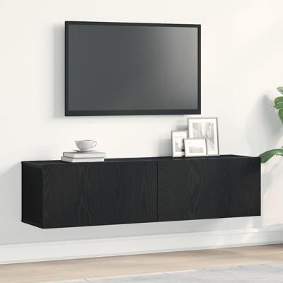Tv-meubel 120x30x30,5 cm spaanplaat zwart eikenkleurig