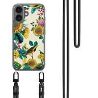 iPhone 16 hoesje met zwart koord - Sunflowers