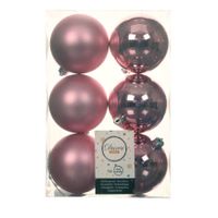 12x stuks kunststof kerstballen lippenstift roze 8 cm glans/mat - thumbnail