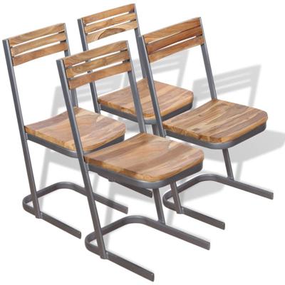 Eetkamerstoelen 4 stuks massief teakhout